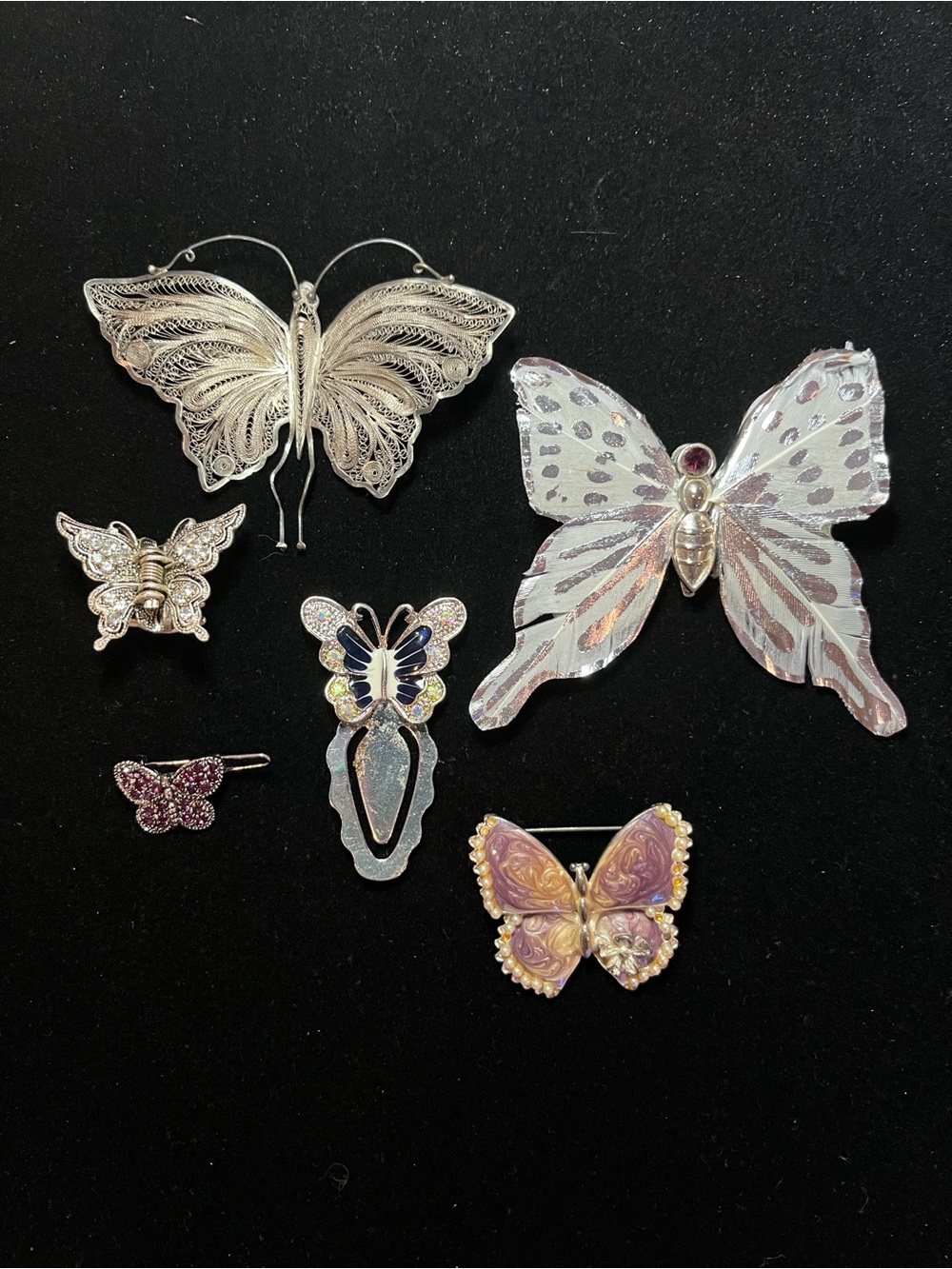VINTAGE Assorted Butterfly Accessory Lot in Silver and Lavender